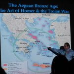 Professor Tom Strasser lecturing on the prehistoric art of the Aegean islands.